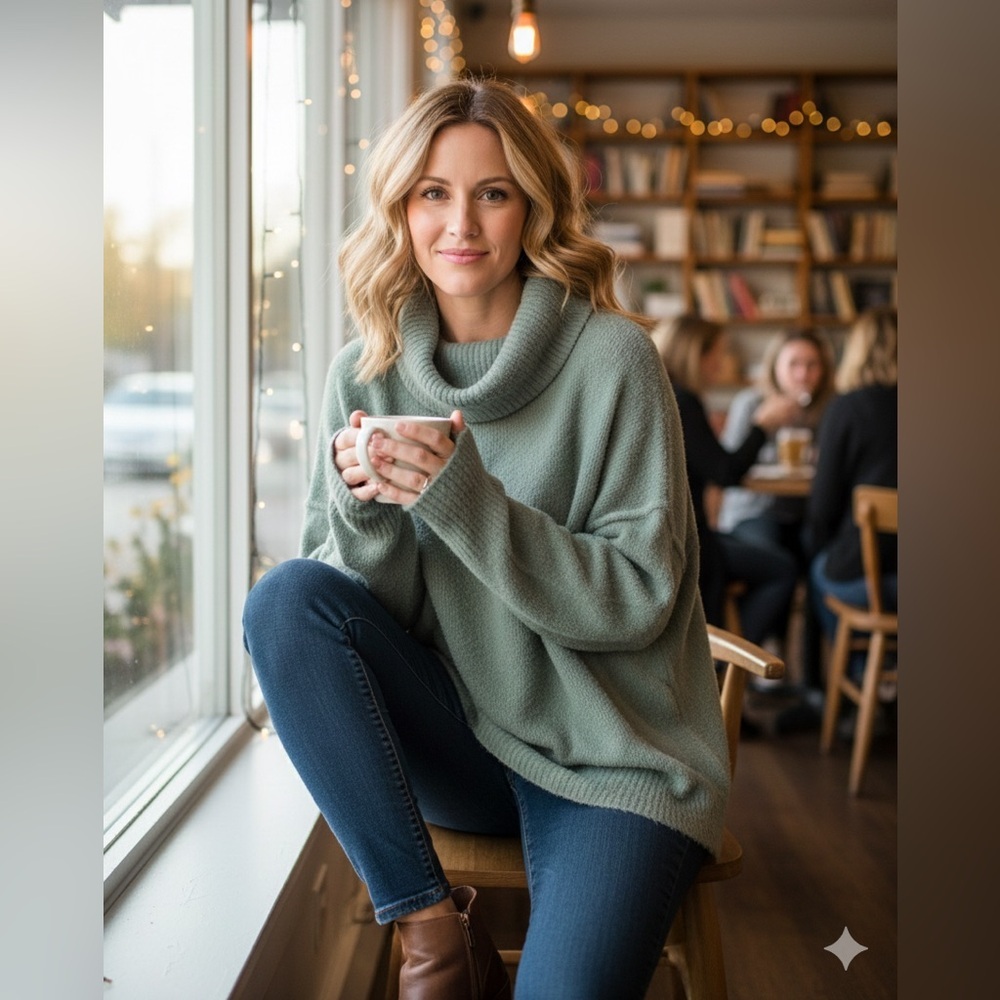 Aerie Eyelash Knit Oversized Cowl Neck Sweater